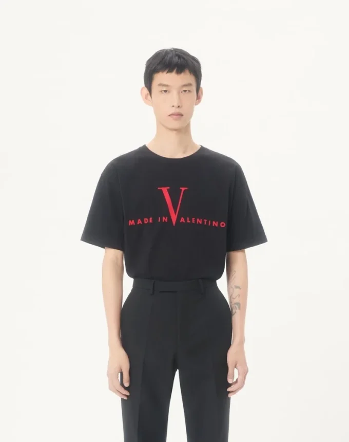 Tricou din bumbac Valentino cu imprimeu Made In Valentino