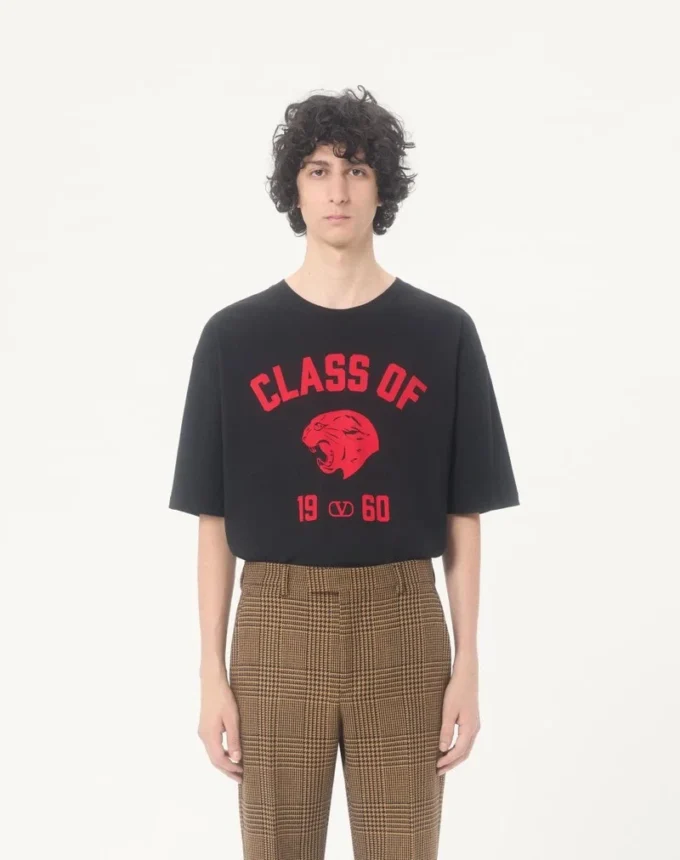Tricou din bumbac Valentino cu imprimeu panteră