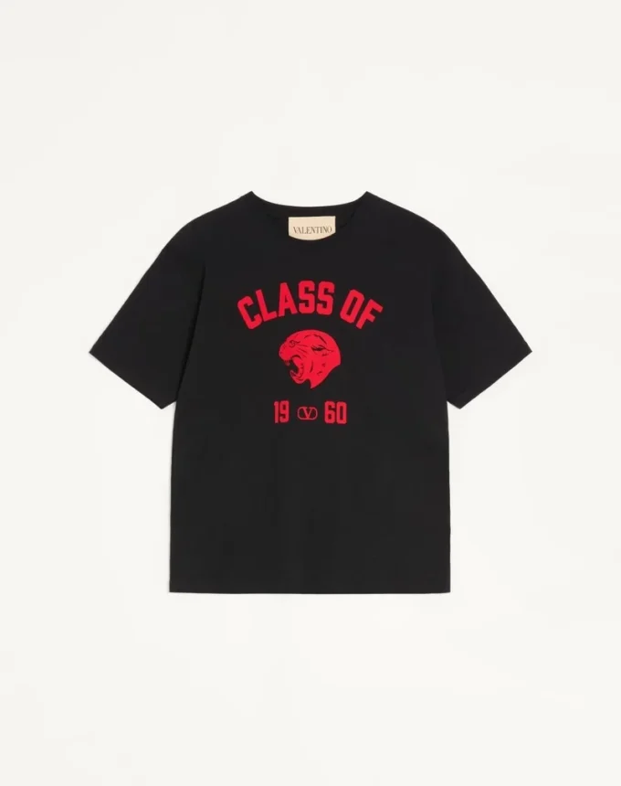 Tricou din bumbac Valentino cu imprimeu panteră