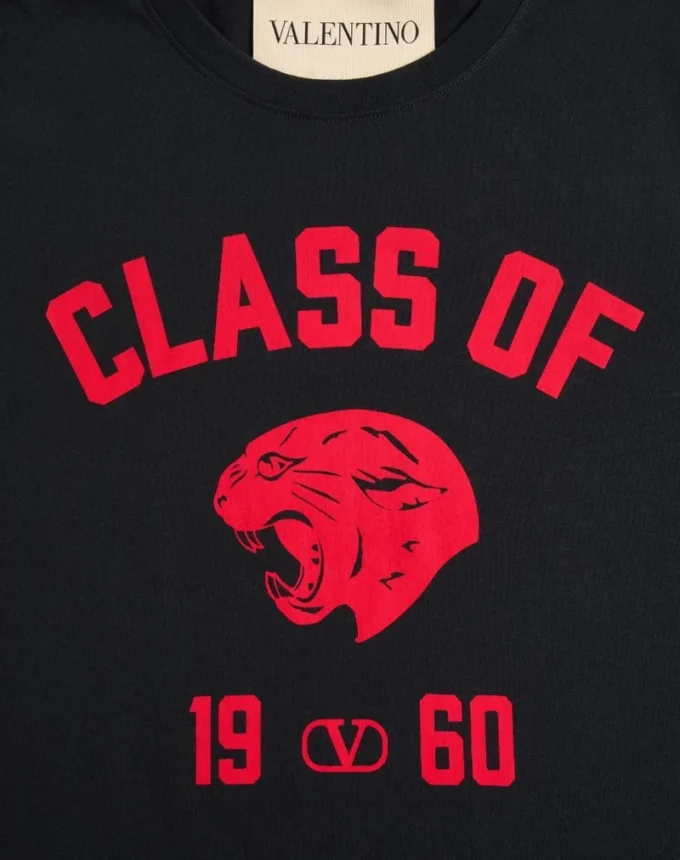 Tricou din bumbac Valentino cu imprimeu panteră