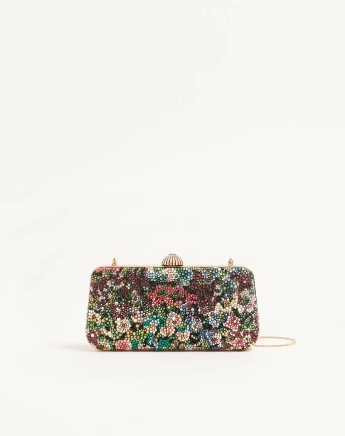 Valentino Garavani Carry Secrets minaudiere cu motiv Apres L’Hiver cu strasuri