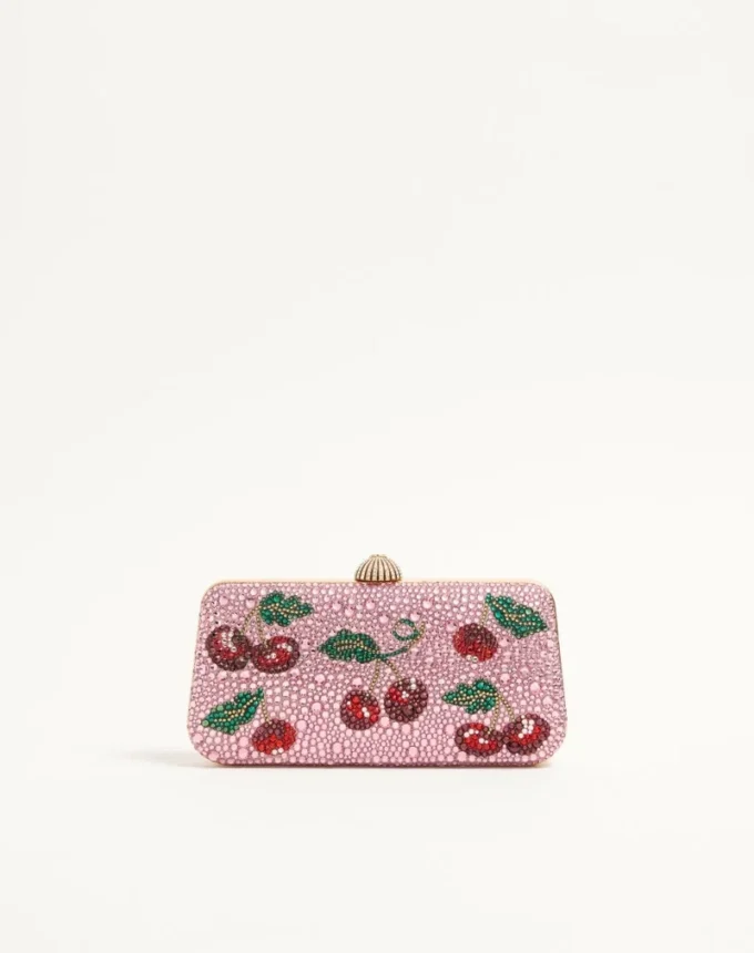 Valentino Garavani Carry Secrets minaudiere cu motiv Cherryfic din strasuri