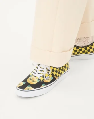 Valentino Garavani și Vans Adidași din țesătură cu talpă joasă, cu imprimeu VLogo Checkerboard și Le Chat De La Maison