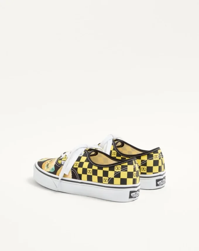 Valentino Garavani și Vans Adidași din țesătură cu talpă joasă, cu imprimeu VLogo Checkerboard și Le Chat De La Maison