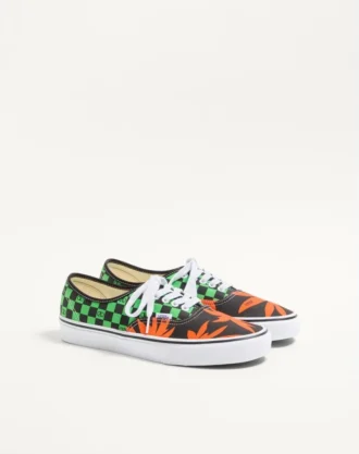Valentino Garavani și Vans Adidași din țesătură cu talpă joasă, imprimeu VLogo Checkerboard și imprimeu Tropical Leaves