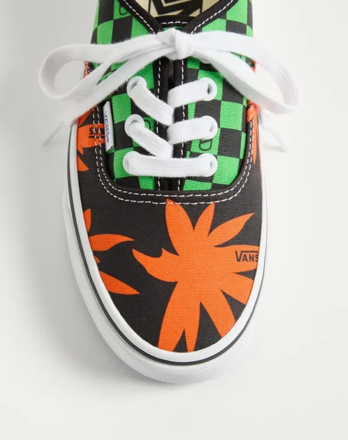 Valentino Garavani și Vans Adidași din țesătură cu talpă joasă, imprimeu VLogo Checkerboard și imprimeu Tropical Leaves