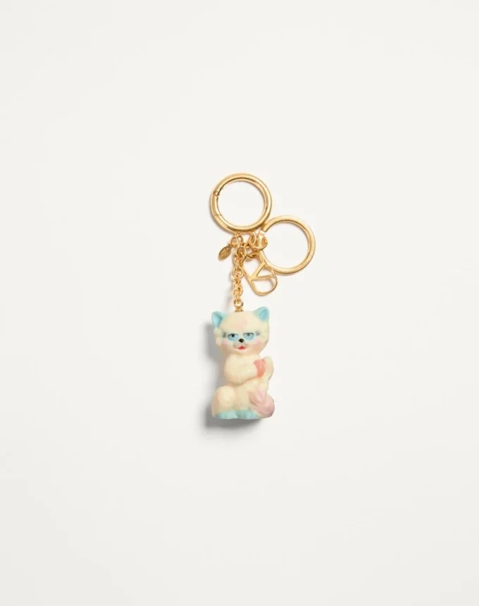 Valentino Garavani Le Chat De La Maison Nylon Bag Charm With Key Ring Valentino Garavani Le Chat De La Maison Nylon Bag Charm With Key Ring