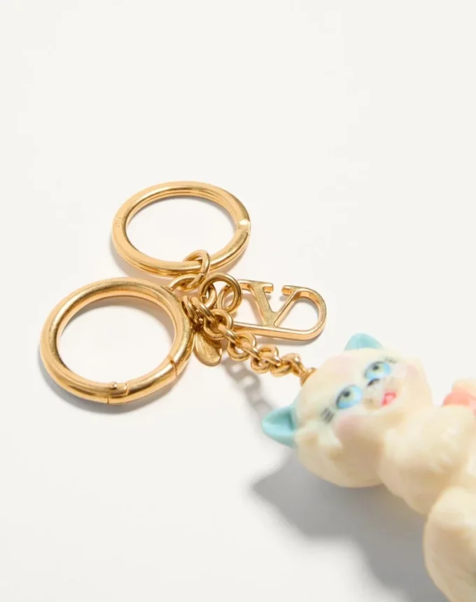 Valentino Garavani Le Chat De La Maison Nylon Bag Charm With Key Ring Valentino Garavani Le Chat De La Maison Nylon Bag Charm With Key Ring