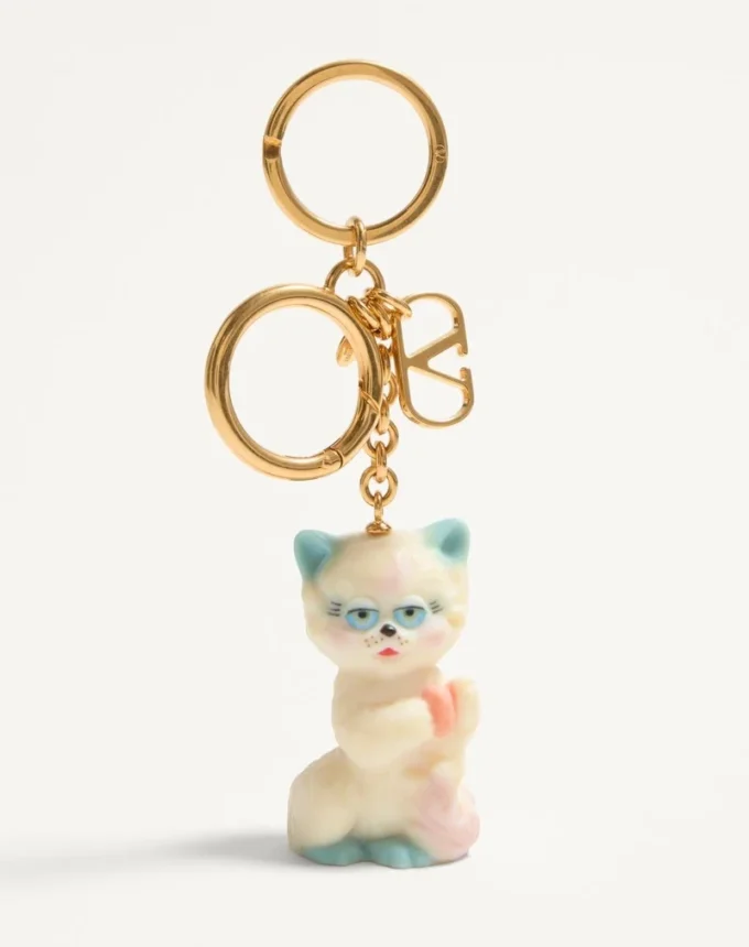 Valentino Garavani Le Chat De La Maison Nylon Bag Charm With Key Ring Valentino Garavani Le Chat De La Maison Nylon Bag Charm With Key Ring