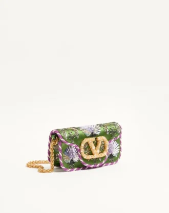 Valentino Garavani Locò Geantă mică de umăr brodată cu logo bijuterie Valentino Garavani Locò Geantă mică de umăr brodată cu logo bijuterie
