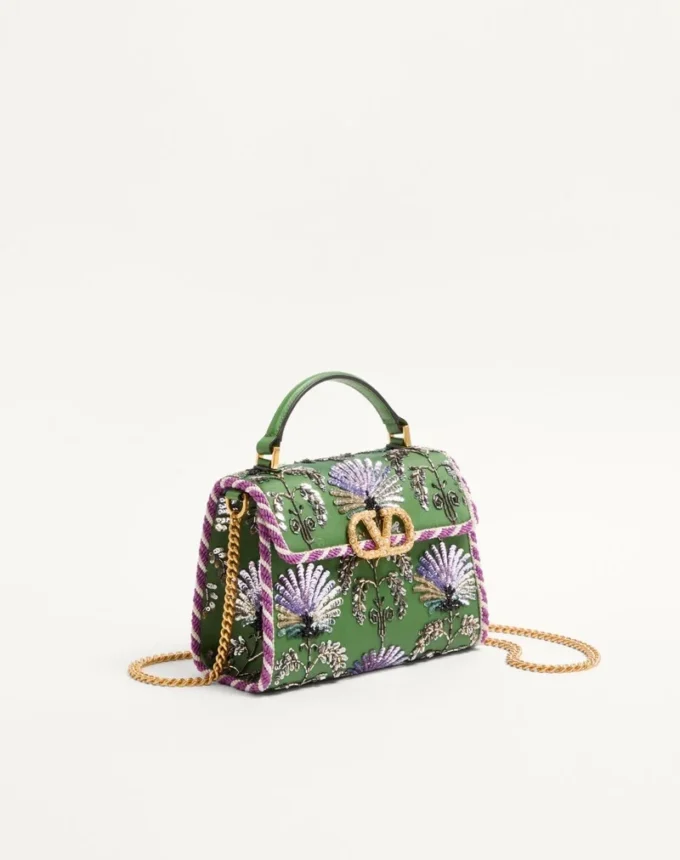Valentino Garavani Mini Vsling Geantă de mână brodată cu logo bijuterie Valentino Garavani Mini Vsling Geantă de mână brodată cu logo bijuterie