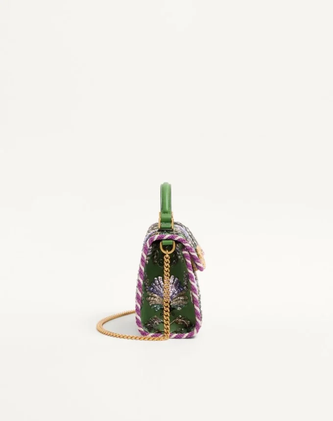 Valentino Garavani Mini Vsling Geantă de mână brodată cu logo bijuterie Valentino Garavani Mini Vsling Geantă de mână brodată cu logo bijuterie