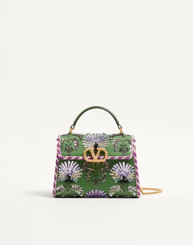 Valentino Garavani Mini Vsling Geantă de mână brodată cu logo bijuterie Valentino Garavani Mini Vsling Geantă de mână brodată cu logo bijuterie