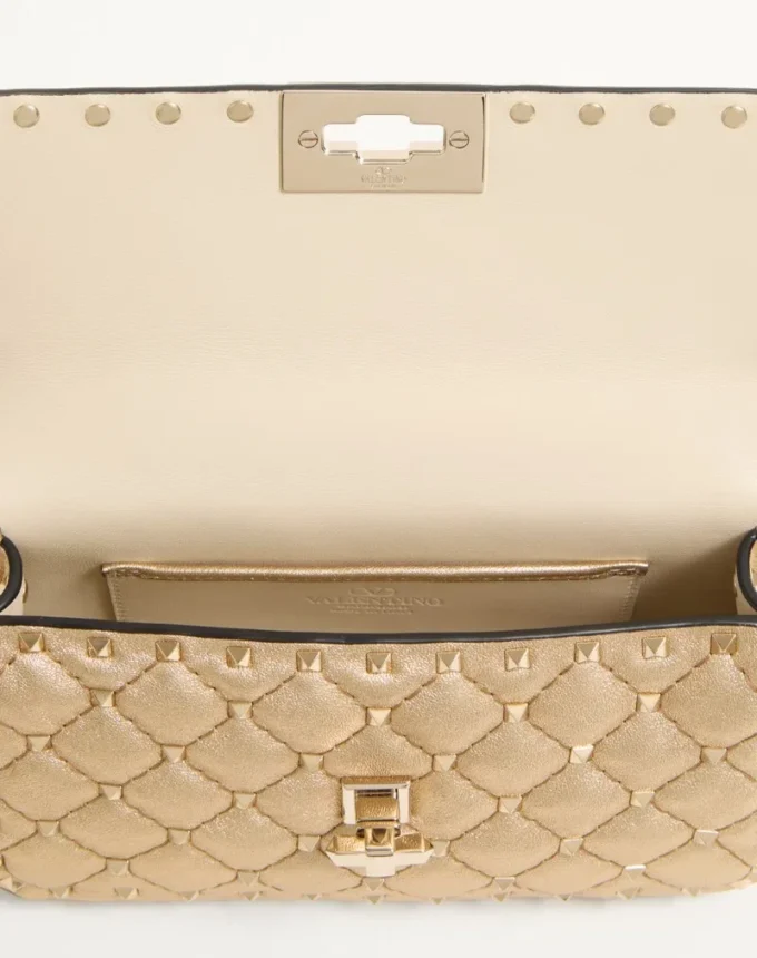 Valentino Garavani Rockstud Spike Geantă mică din piele nappa laminată