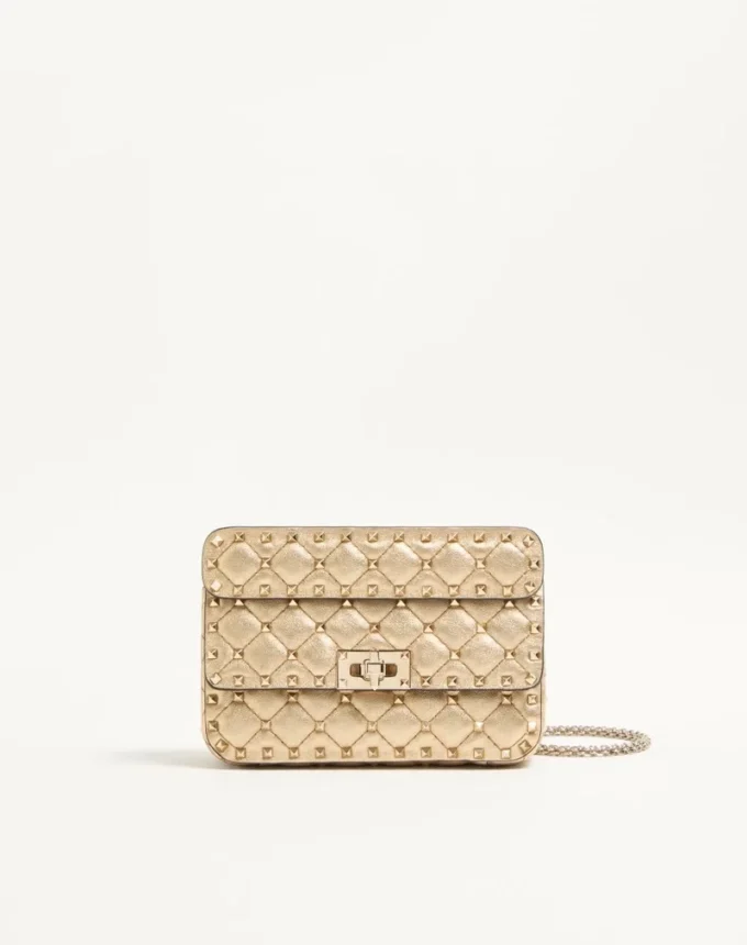 Valentino Garavani Rockstud Spike Geantă mică din piele nappa laminată