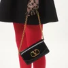 Valentino Garavani Vain Clutch Bag din piele de vițel lucioasă
