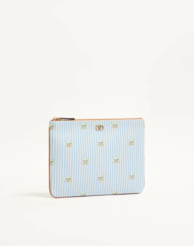 Valentino Garavani VLogo Signature pouch din piele de vițel granulată cu imprimeu Le Chat de la Maison Valentino Garavani VLogo Signature pouch din piele de vițel granulată cu imprimeu Le Chat de la Maison
