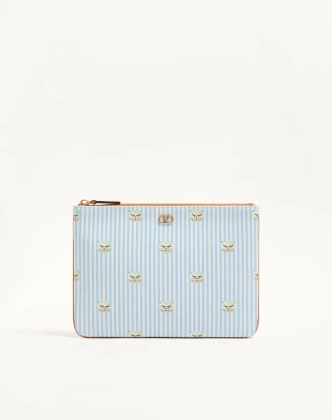 Valentino Garavani VLogo Signature pouch din piele de vițel granulată cu imprimeu Le Chat de la Maison Valentino Garavani VLogo Signature pouch din piele de vițel granulată cu imprimeu Le Chat de la Maison