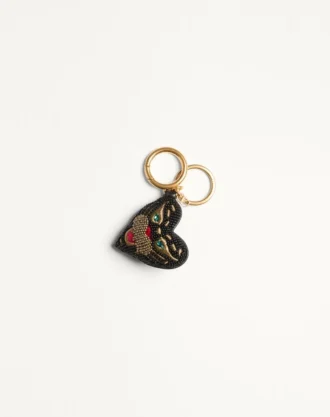 VG Coeur De Chat Bag Charm With Keychain In Nappa, Beads And Crystals