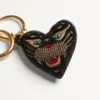 VG Coeur De Chat Bag Charm With Keychain In Nappa, Beads And Crystals VG Coeur De Chat Bag Charm With Keychain In Nappa, Beads And Crystals