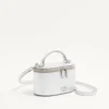 VLogo Signature Mini Vanity Bag din piele de vițel laminată cu textură granulată