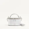 VLogo Signature Mini Vanity Bag din piele de vițel laminată cu textură granulată